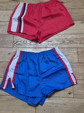 Vintage Downerwear Blue Athletic Men Shorts with White Trim Size L
